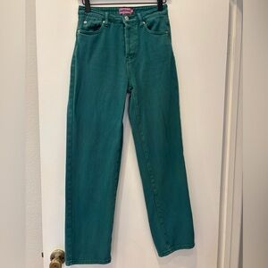 Edikted sz S washed green straight leg button fly jeans Y2K 90s streetwear
